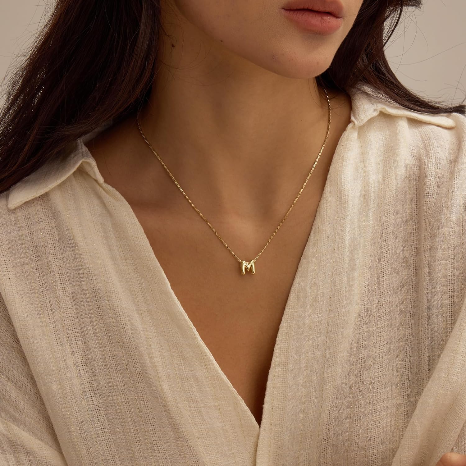 Bubble Letter Necklaces for Women, 14K Gold Plated Letter Necklace, Dainty Gold Initial Necklaces for Women Personalized Bubble Pendant Name Necklace, Trendy Gold Jewelry - Image 3
