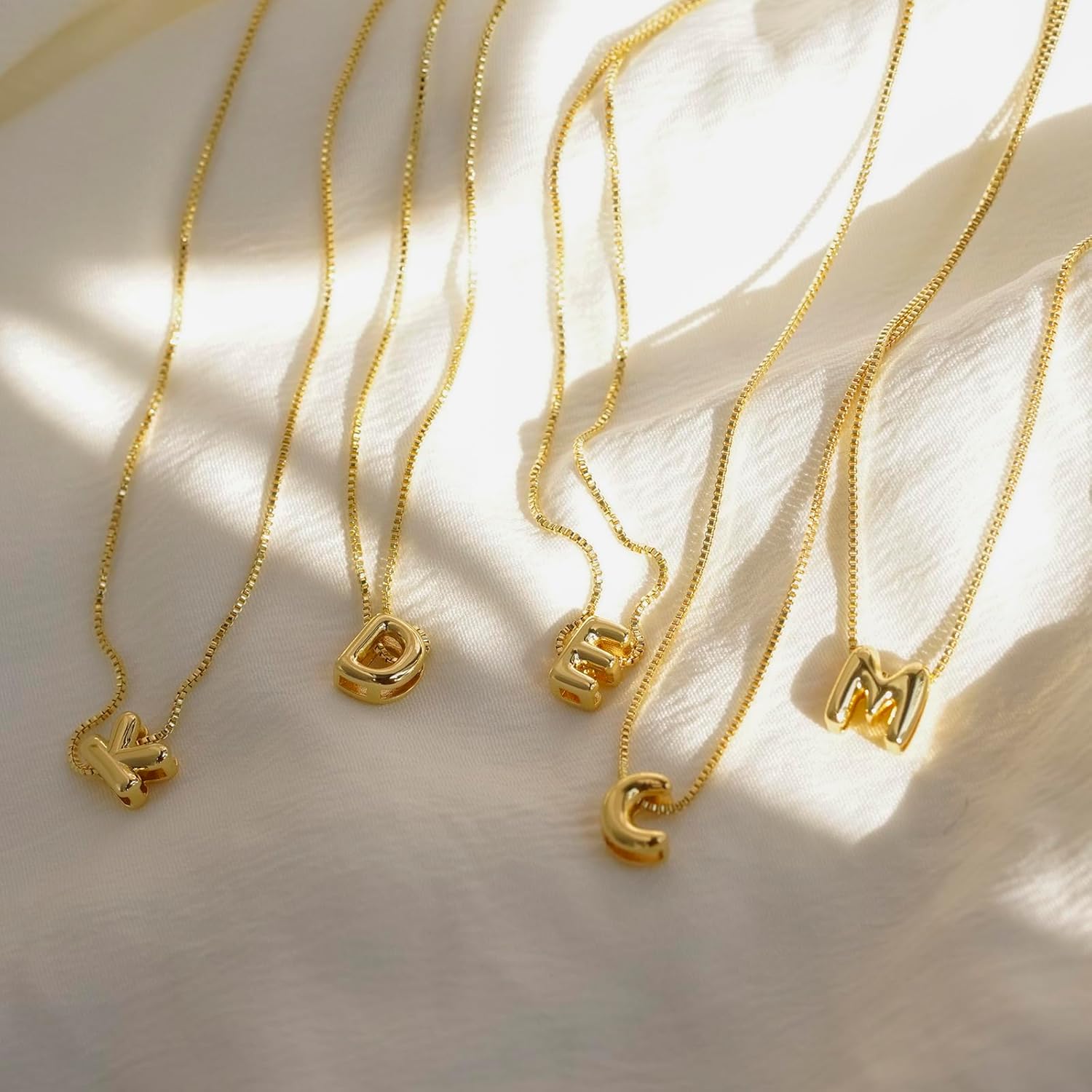 Bubble Letter Necklaces for Women, 14K Gold Plated Letter Necklace, Dainty Gold Initial Necklaces for Women Personalized Bubble Pendant Name Necklace, Trendy Gold Jewelry - Image 6